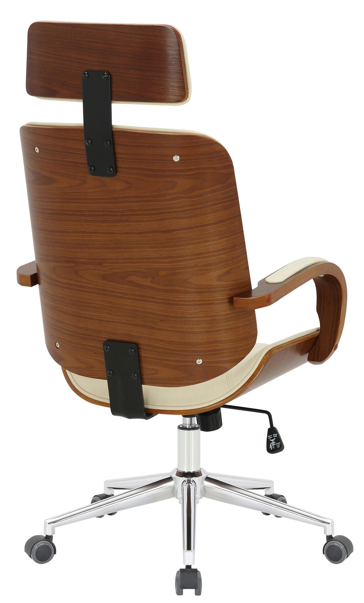 BÜROSTUHL Daytona, Walnuss/Creme - Creme, Textil/Metall (70/125/70cm) - TPFLiving
