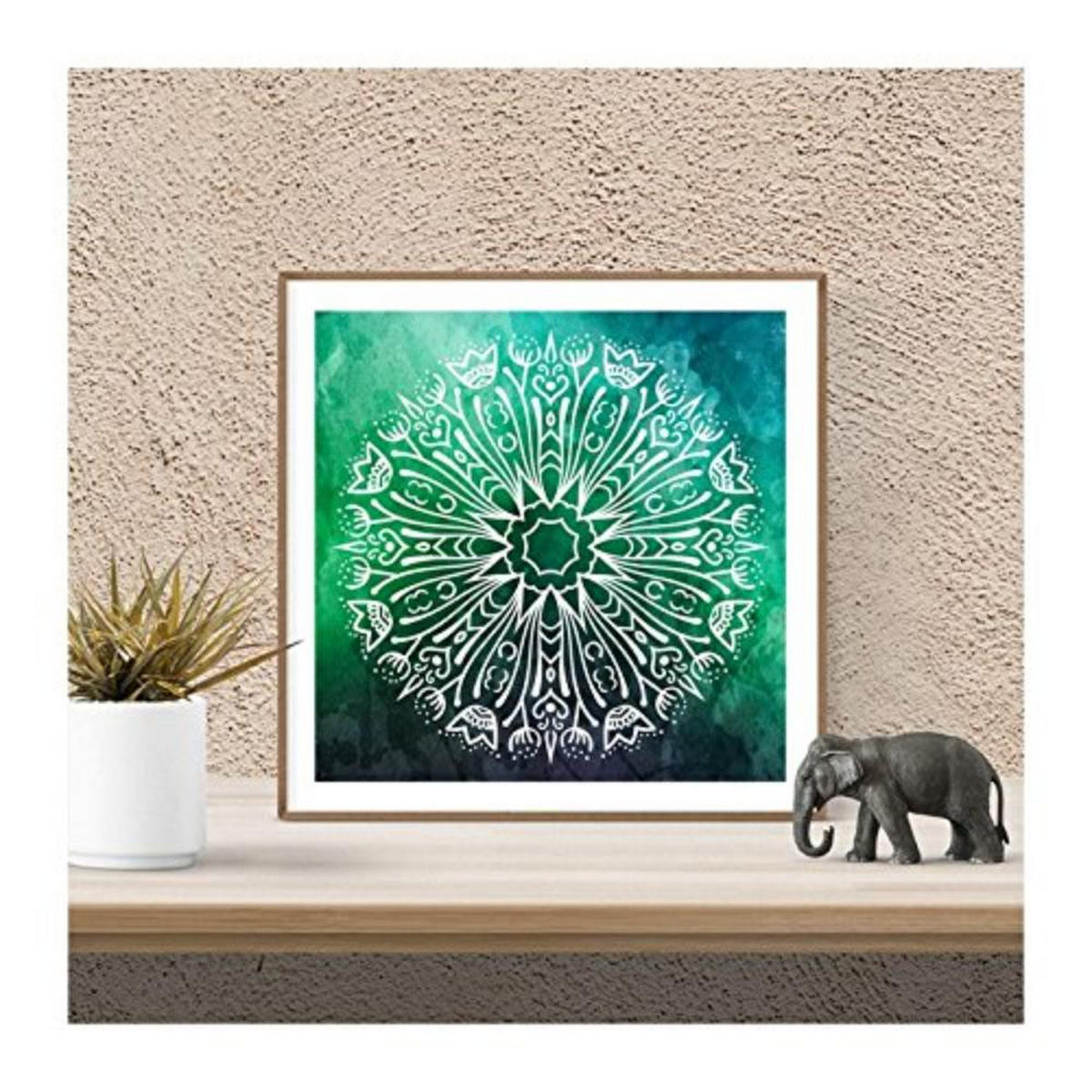POSTER Set mit 4 Mandalas Balance 20x20cm Schwarzer Rahmen - Schwarz, Papier (20/3cm) - Nacnic
