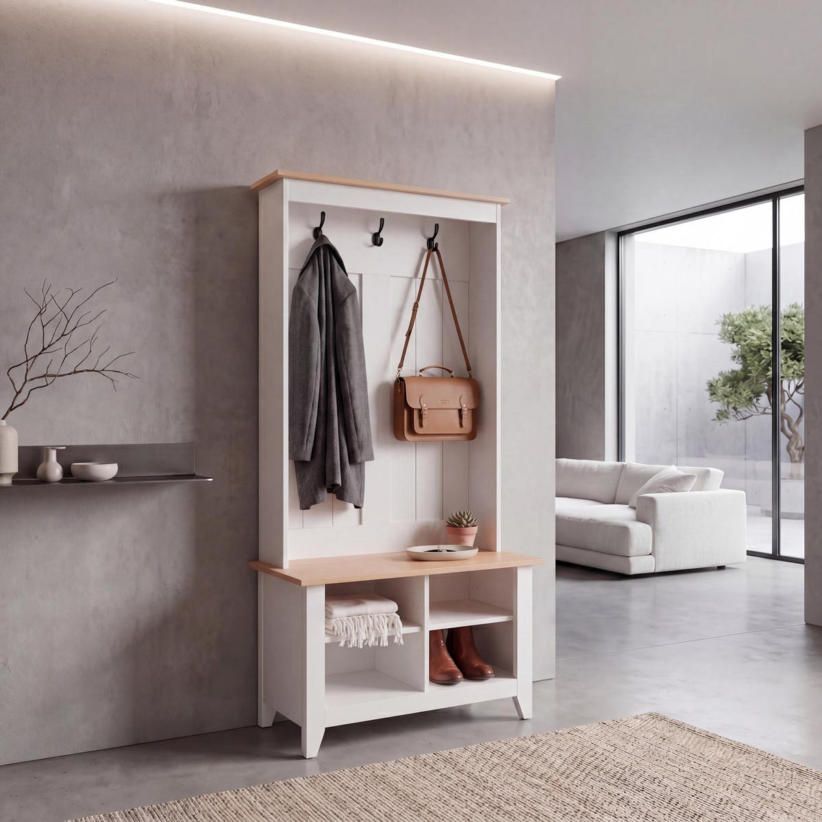GARDEROBE Weiß, Beige - Beige/Weiß, Holz (76/170/39cm) - MCW