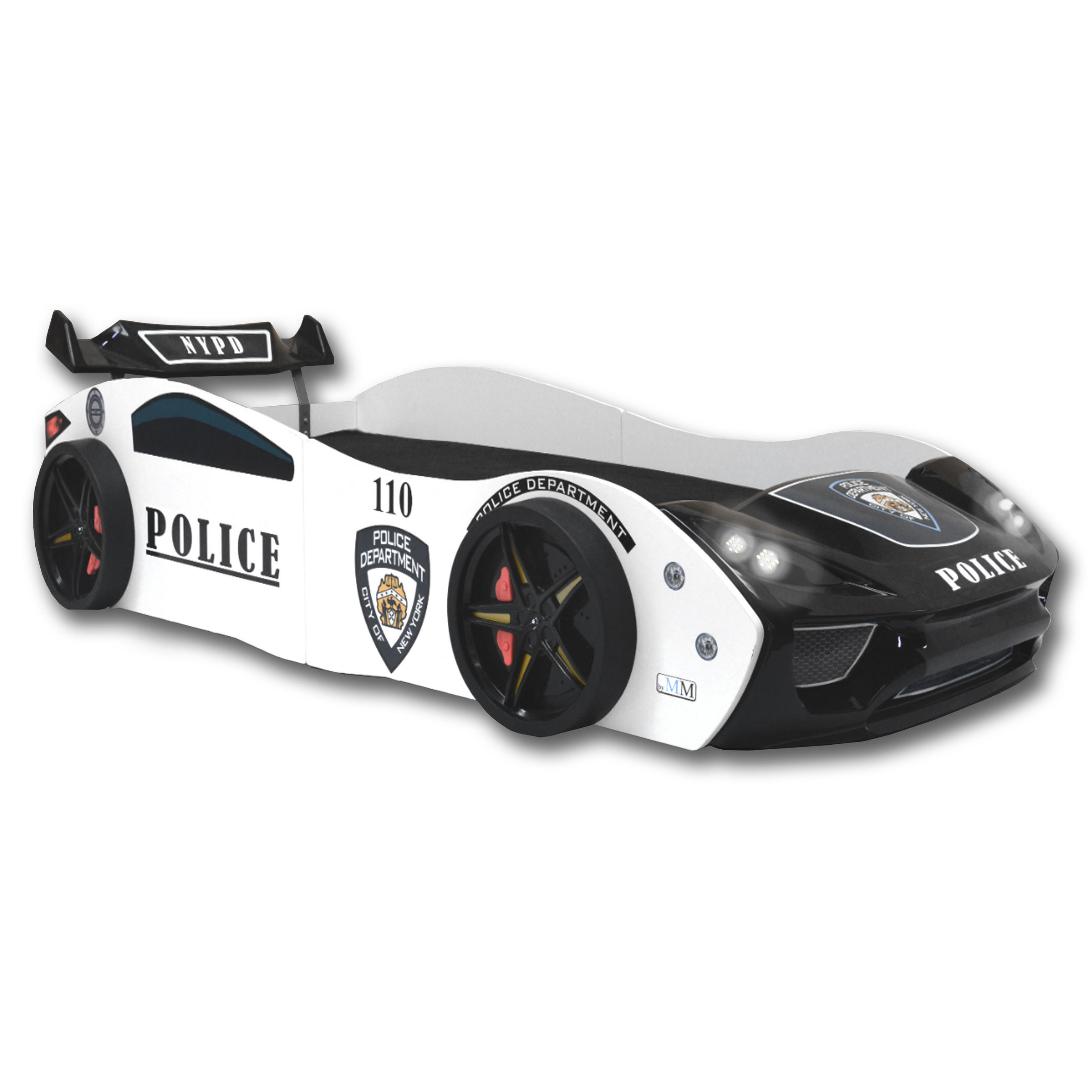 AUTOBETT Police Spielbett für Kinder 90x200 inkl. Lattenrost - Schwarz, Holzwerkstoff (90/200cm) - Aileenstore