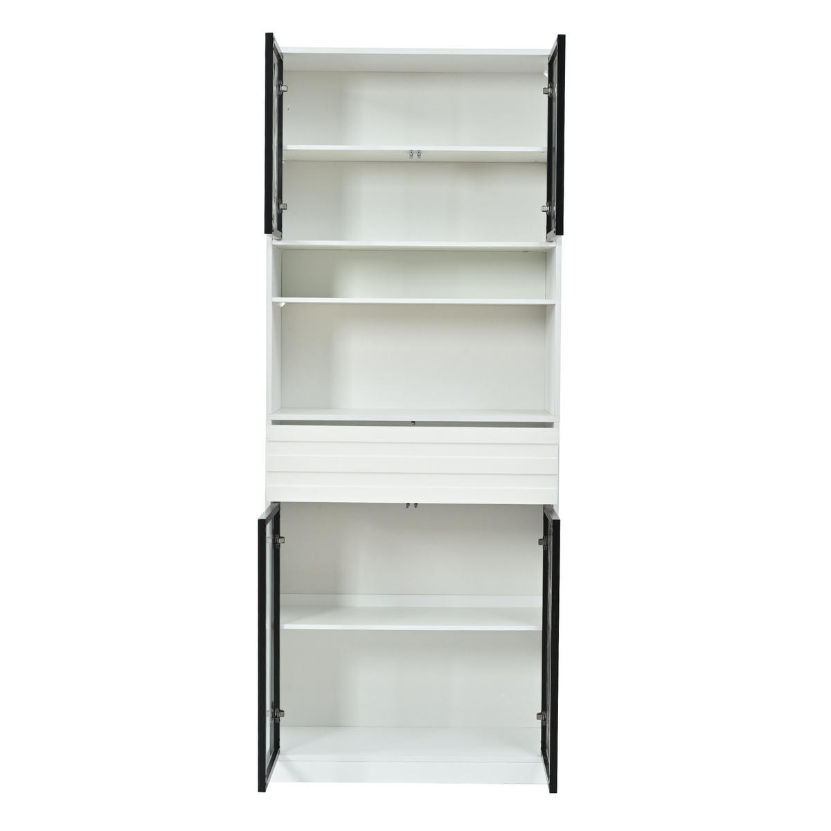 VITRINE 80x35x200 cm Weiß mit RGB LED und 4 Glastüren - Weiß, Holzwerkstoff (80/200/35cm) - FLIEKS