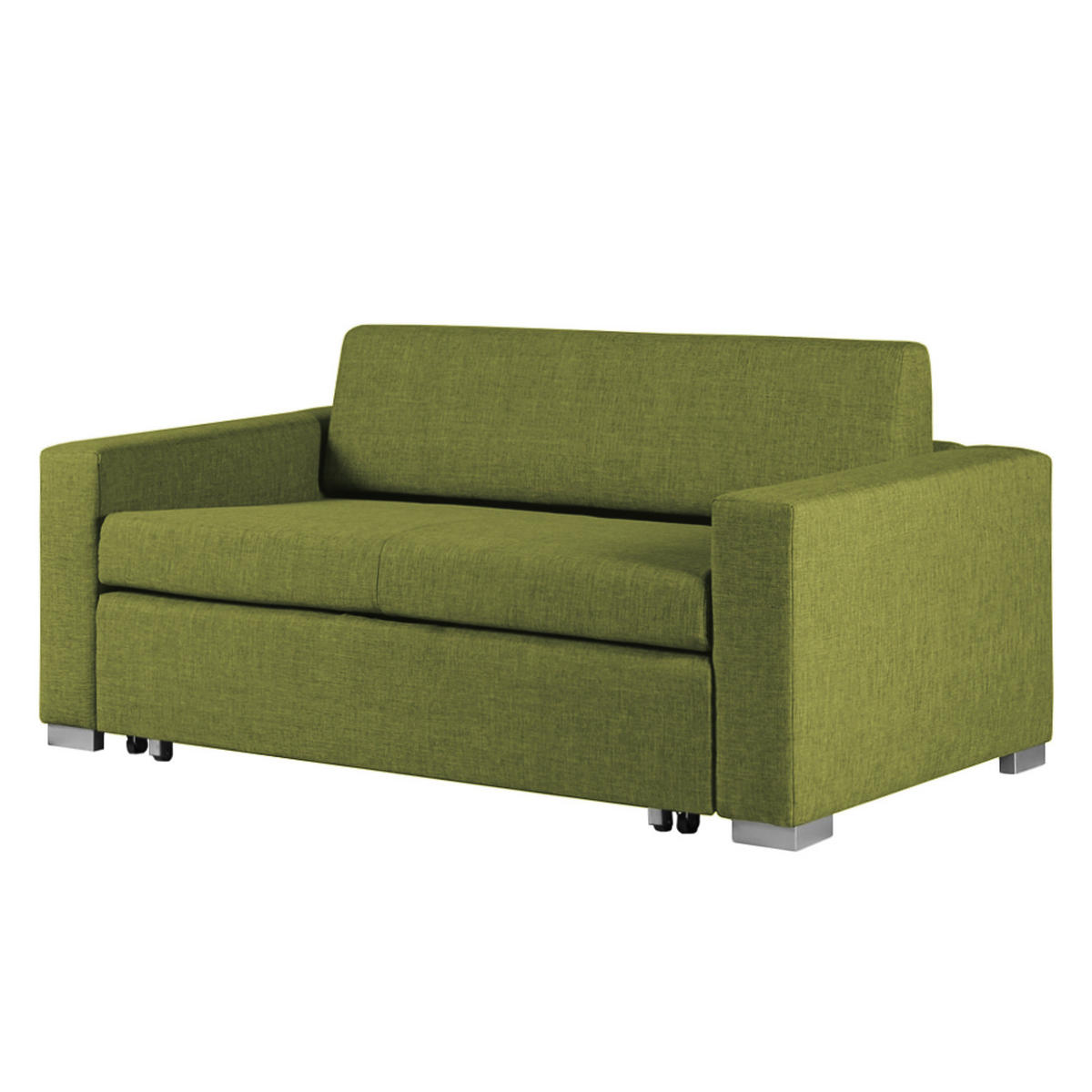SCHLAFSOFA - Silberfarben/Grün, Textil (153/90/90cm) - home24