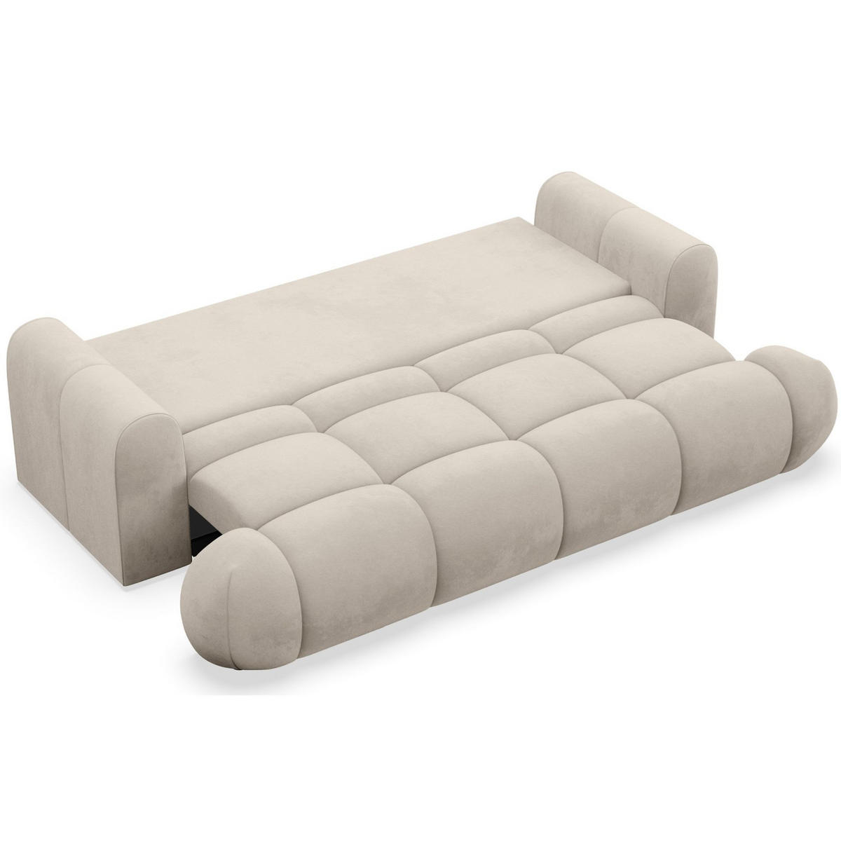 3-SITZER SOFA Ombo Doce Beige wasserabweisender Samt - Beige/Schwarz, Kunststoff/Textil (250/92/110cm) - Selsey