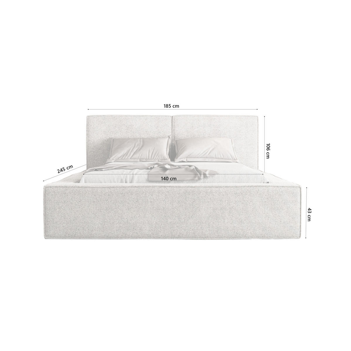 POLSTERBETT Lesti 140x200 cm, Grau - Grau, Textil (140/200cm) - Fedve