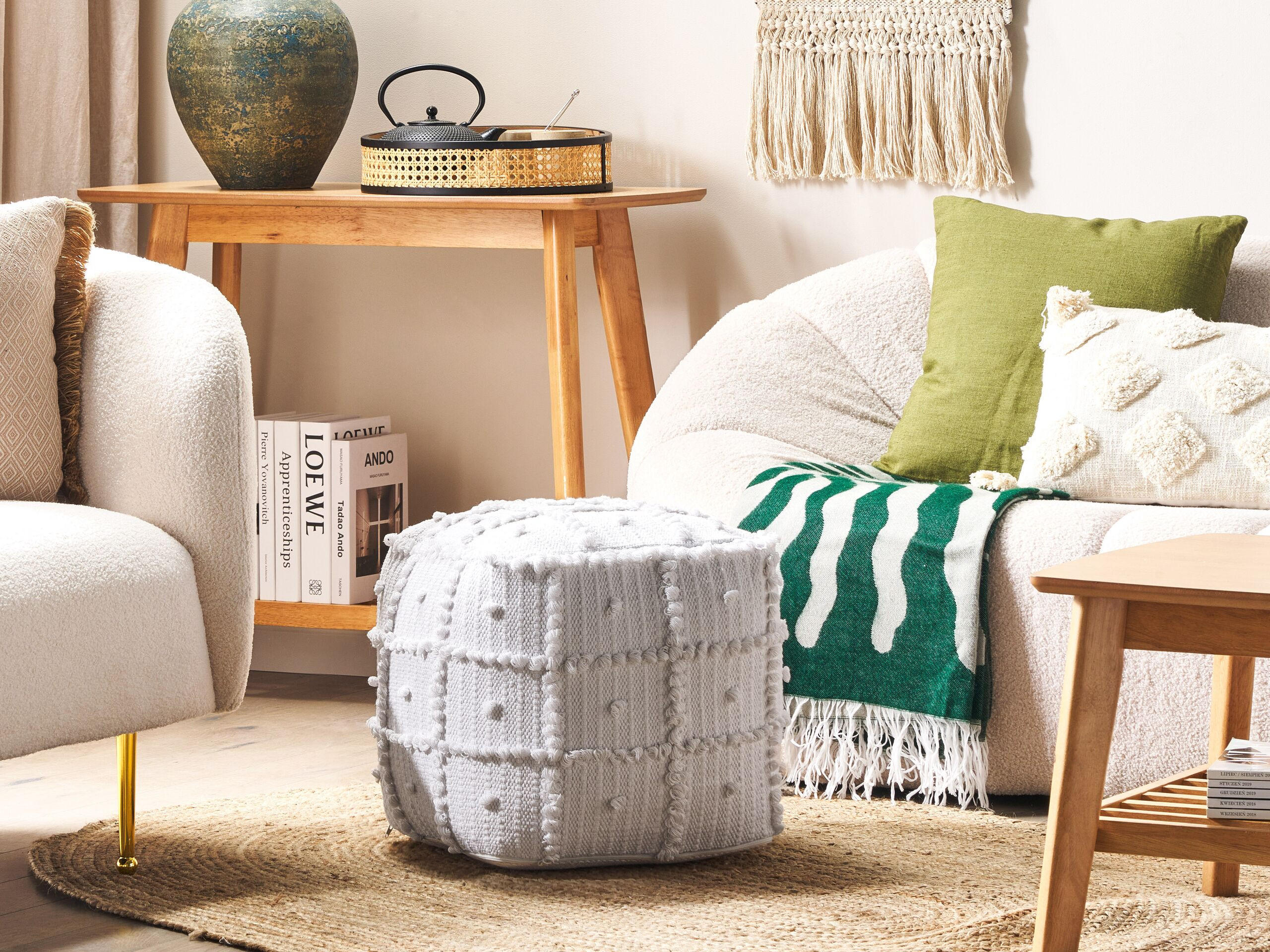 Thumbnail - Beliani Pouf, Weiß, Textil, 1-Sitzer, Quadratisch, 40x40x40 cm, Wohnzimmer, Hocker, Sitzwürfel