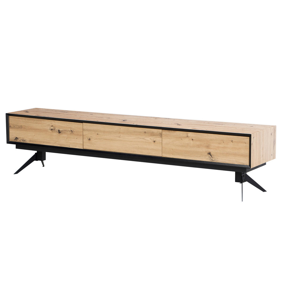 TV-LOWBOARD - Eiche Dekor / Schwarz - Eichefarben/Schwarz, Holzwerkstoff/Metall (200/46/40cm) - home24
