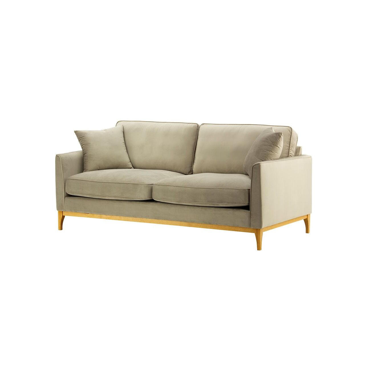 DREISITZER-SOFA Linara-Velluto 3 - Beige, Holz/Textil (201/91/95cm)
