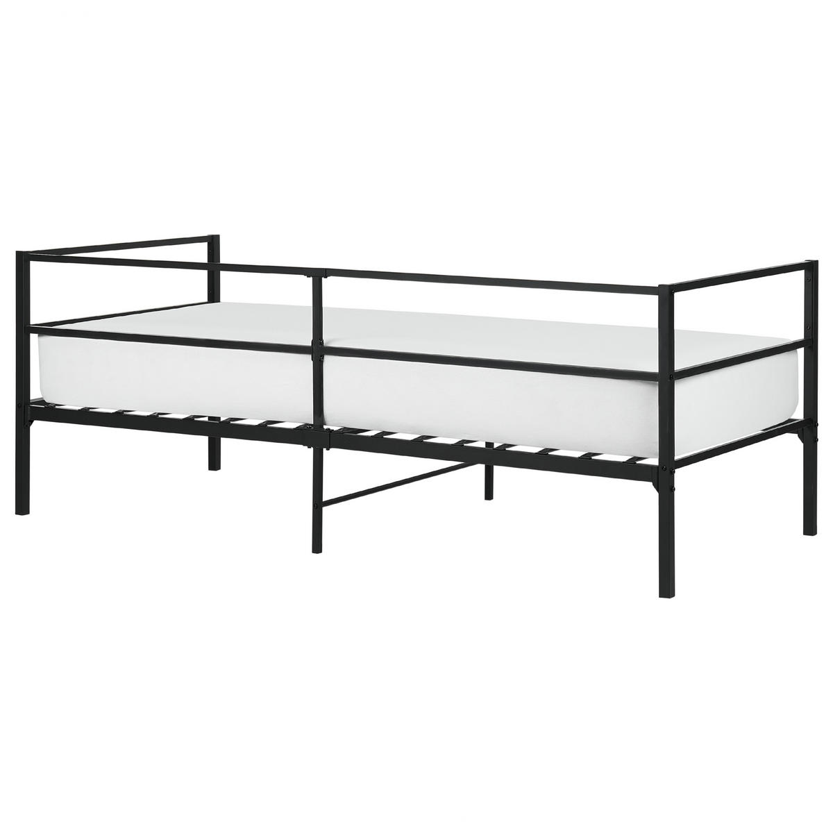 BETT mit Lattenrost 90x200 cm Schwarz Battut - Schwarz, Metall (90/200cm) - Beliani