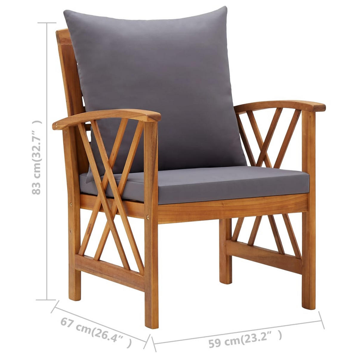 GARTEN-LOUNGE-SET 5Er Set Mit Auflagen Massivholz Akazie - Dunkelgrau, Holz - vidaXL