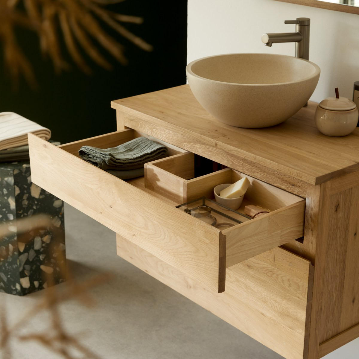 WASCHTISCHUNTERSCHRANK Jacob Natur aus Eiche - Naturfarben, Holz (80/51/45cm) - Tikamoon