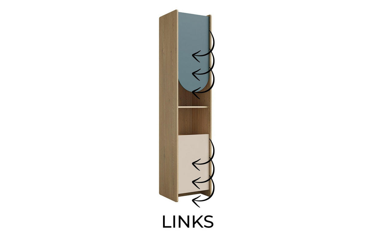 KINDERREGAL LEXO 05 43/198/40 cm in Eiche Cremona/Macadamia/Meeresblau (links) - Blau/Eichefarben, Holzwerkstoff (43/198/40cm) - Deine Möbel 24