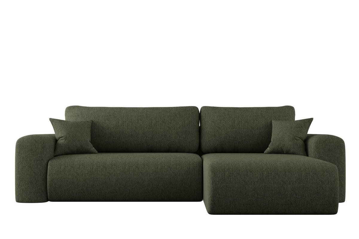 ECKSOFA Mit Schlaffunktion Und Bettkasten L-förmiges Sofa Capri Stoff Verita Rechts Dunkelgrün - Dunkelgrün, Holz (272/145cm) - Kaiser Möbel