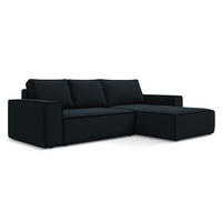 ECKSOFA mit Schlaffunktion Samt Stoff Blau - Blau/Schwarz, Kunststoff/Textil (290/185cm) - LaMiaSofa
