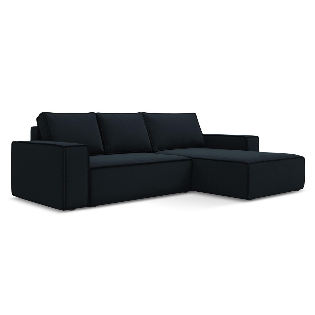 ECKSOFA mit Schlaffunktion Samt Stoff Blau - Blau/Schwarz, Kunststoff/Textil (290/185cm) - LaMiaSofa