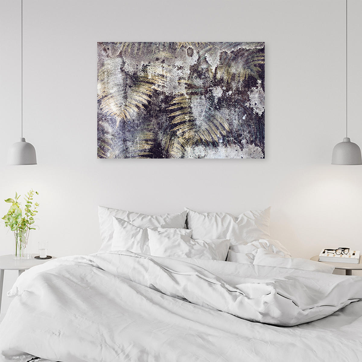 WANDBILD goldener farnblätter - Grün, Textil (60/40cm) - Feeby