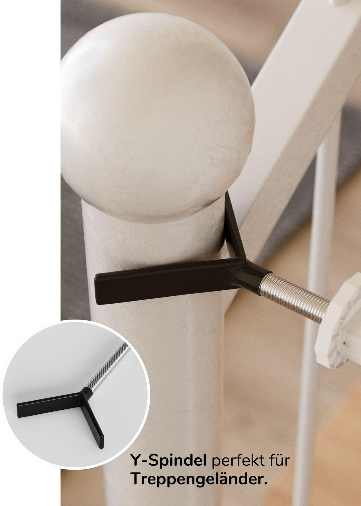 TÜRSCHUTZGITTER & Treppenschutz mit Y-Spindel, Tür mit 90° Stop, ohne Bohren 121-131 cm - Weiß, Metall (131/5cm) - Sämann – make a difference.