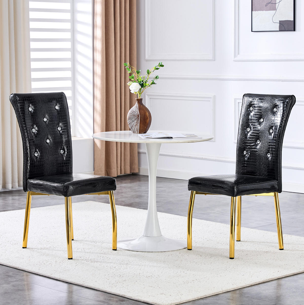 ESSZIMMERSTUHL 2er-Set PVC Schwarz Gold - Goldfarben, Metall (42/101/61.8cm) - Meubliv