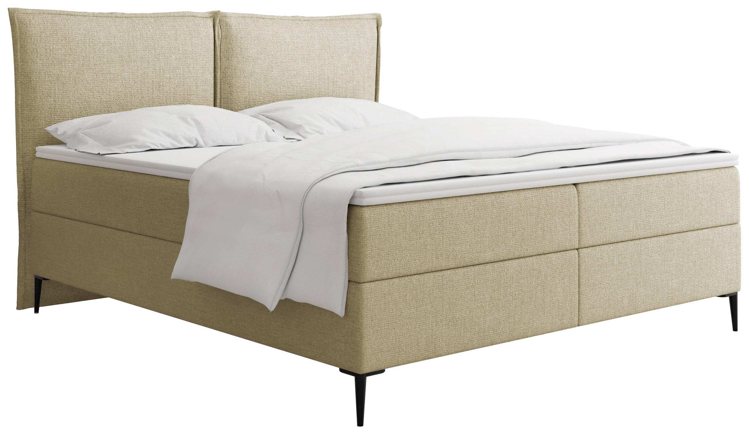 BOXBETT Calio Rise mit Bettkasten, Hell-Olivgrün Chenille 200x200 cm – inkl. H4 Taschenfederkern Matratze & Foam Topper - Schwarz/Olivgrün, Holz/Holzwerkstoff (200/200cm) - WFL GROUP