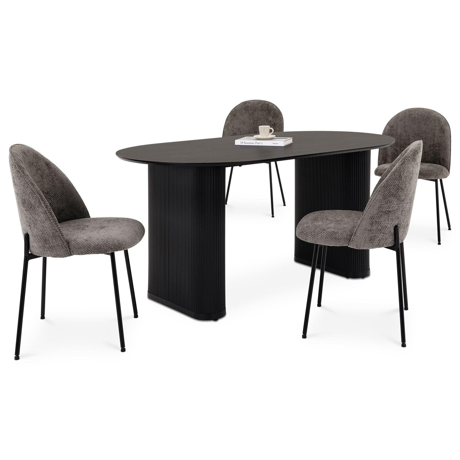 Idimex Essgruppe Schwarz 160x76x90 cm