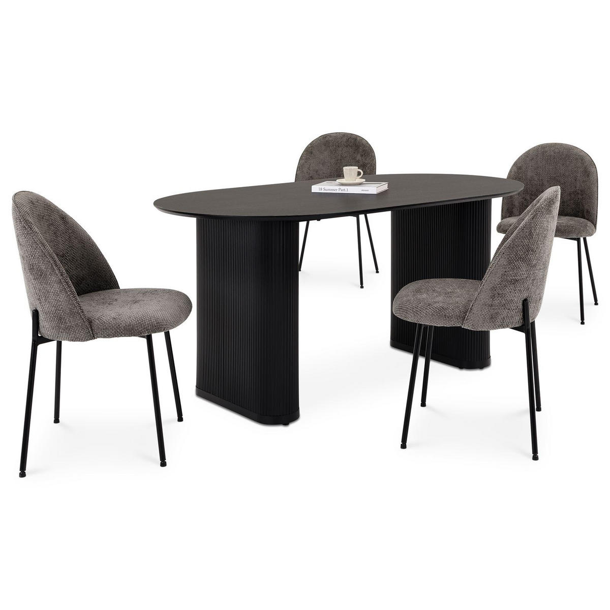 ESSGRUPPE MAXIM - Schwarz, Metall (160/76/90cm) - IDIMEX