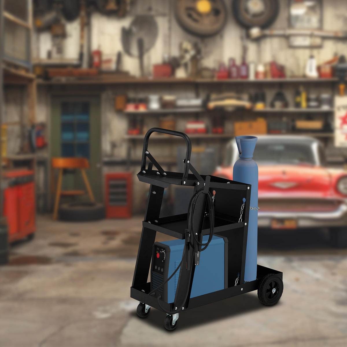 ZVÁRACÍ vozík - čierna, kov/plast (40/88/71cm) - Relaxdays