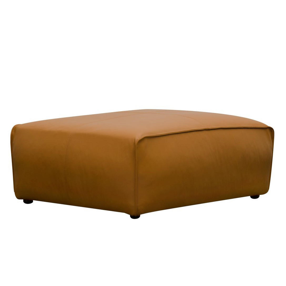 POLSTERHOCKER - Cognac/Schwarz, Leder/Kunststoff (81/38/100cm) - home24