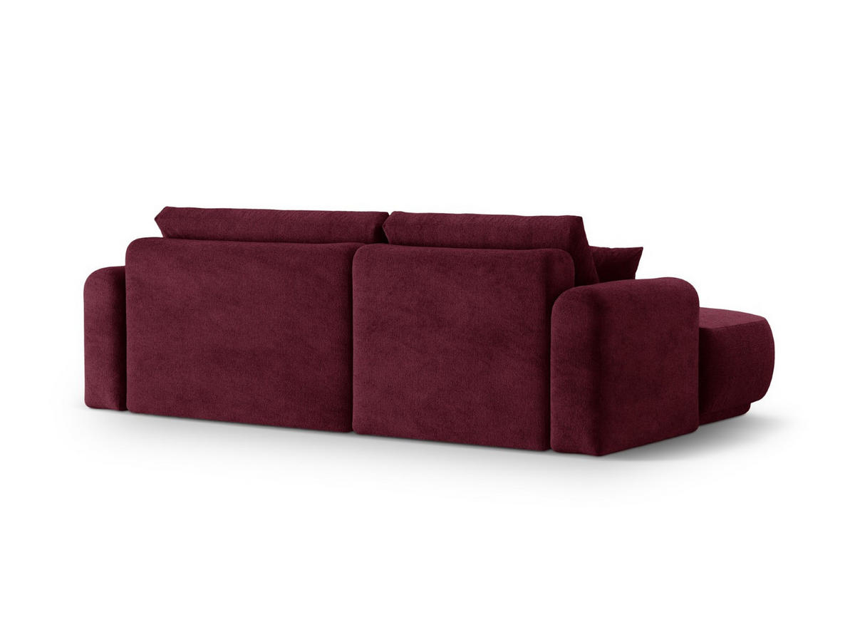 SCHLAFSOFA modular mit Bettkasten links Ella aus strukturiertem Stoff burgundfarben 5 Sitzplätze - Bordeaux, Textil (174/271cm) - Micadoni