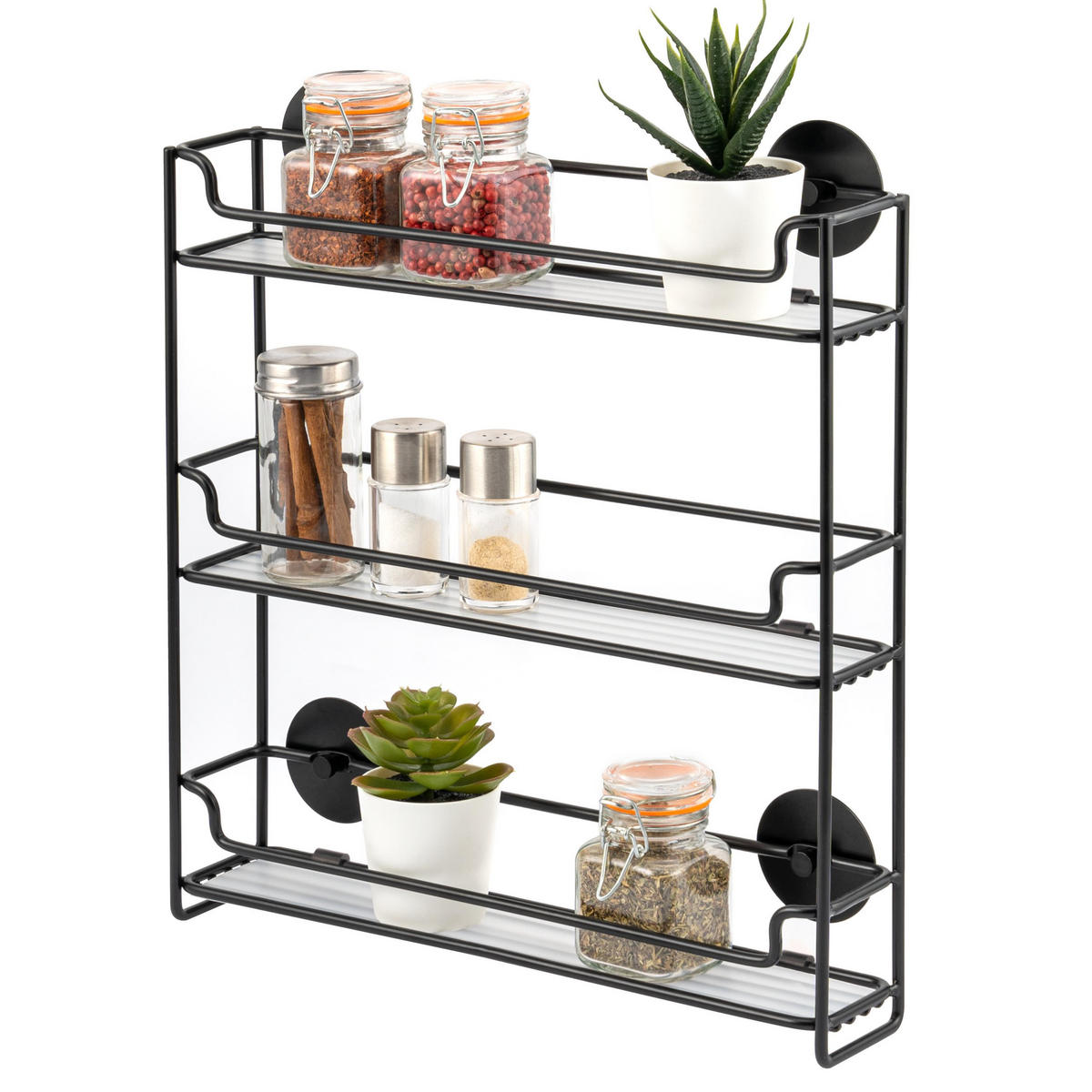GEWÜRZREGAL, schwarz, Stahl - Schwarz, Metall (32.5/33.5/6.5cm) - bremermann