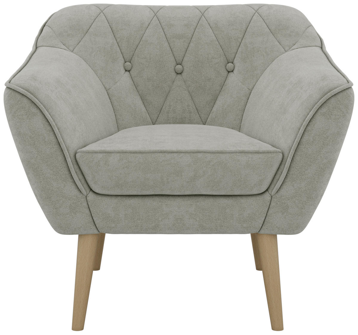 KŘESLO PIRS - Světle šedá Strukturovaná látka - Dřevěné nohy - stříbrná/světle šedá, kompozitní dřevo/textil (80/75/74cm) - MKS