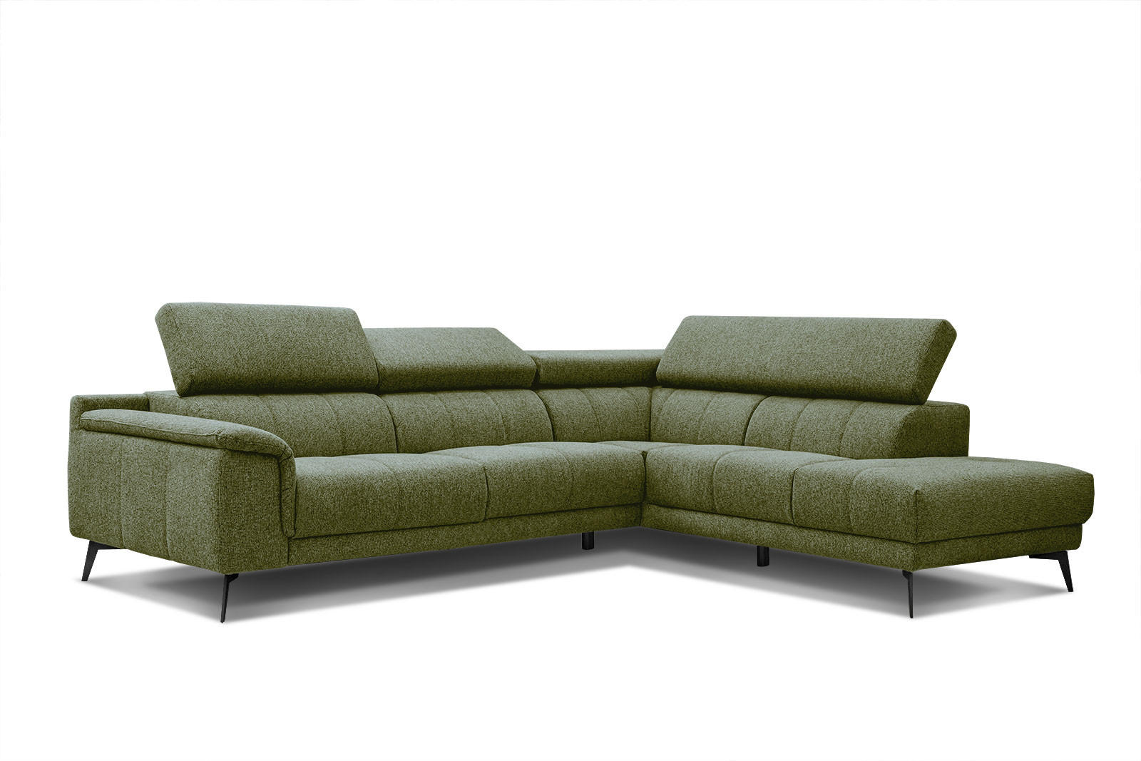 ECKSOFA FIERO 5-Sitzer, olivgrün - Schwarz/Olivgrün, Holzwerkstoff/Textil (290/228cm) - Courtois Laville
