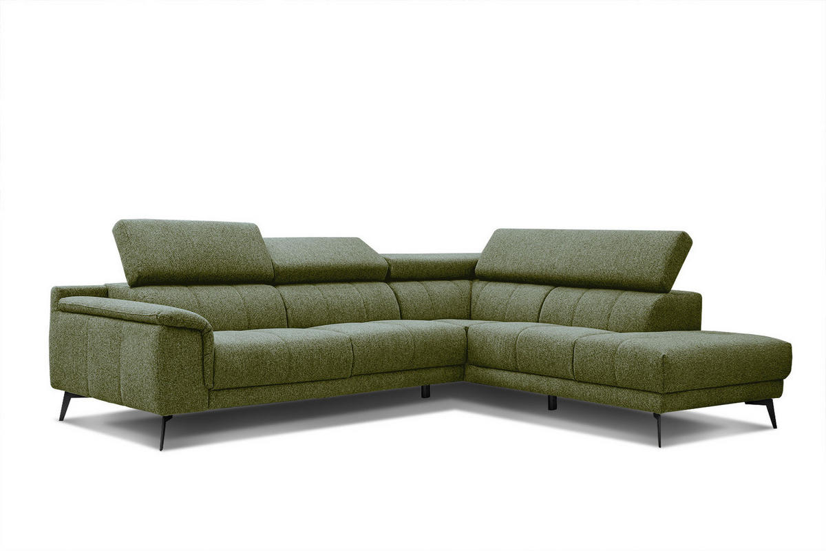 ECKSOFA FIERO 5-Sitzer, olivgrün - Schwarz/Olivgrün, Holzwerkstoff/Textil (290/228cm) - Courtois Laville