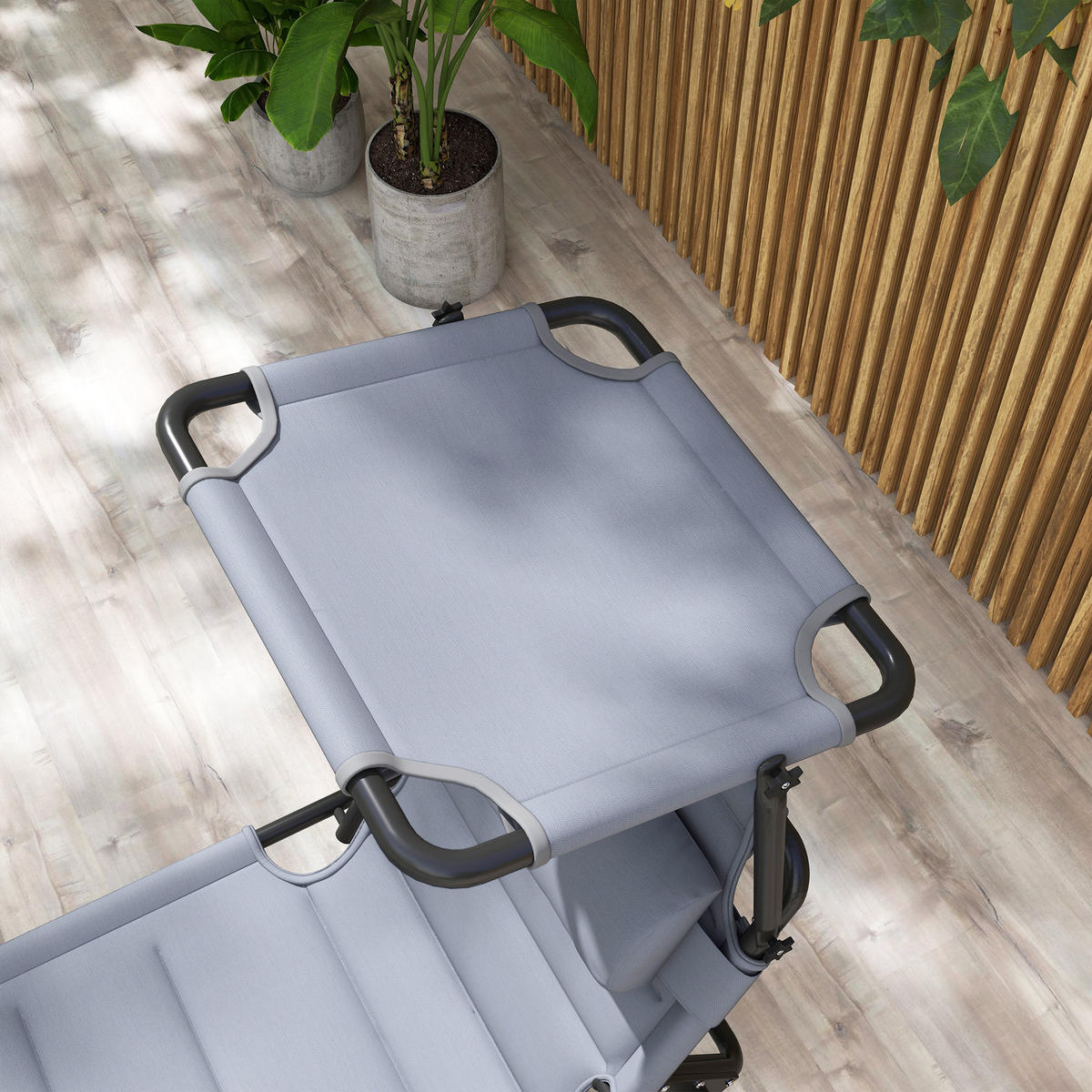 SONNENLIEGE 2er-Set DE-15617 klappbar, mit verstellbarem Sonnendach Grau - Grau, Metall (200/45/70cm) - ComfortXL