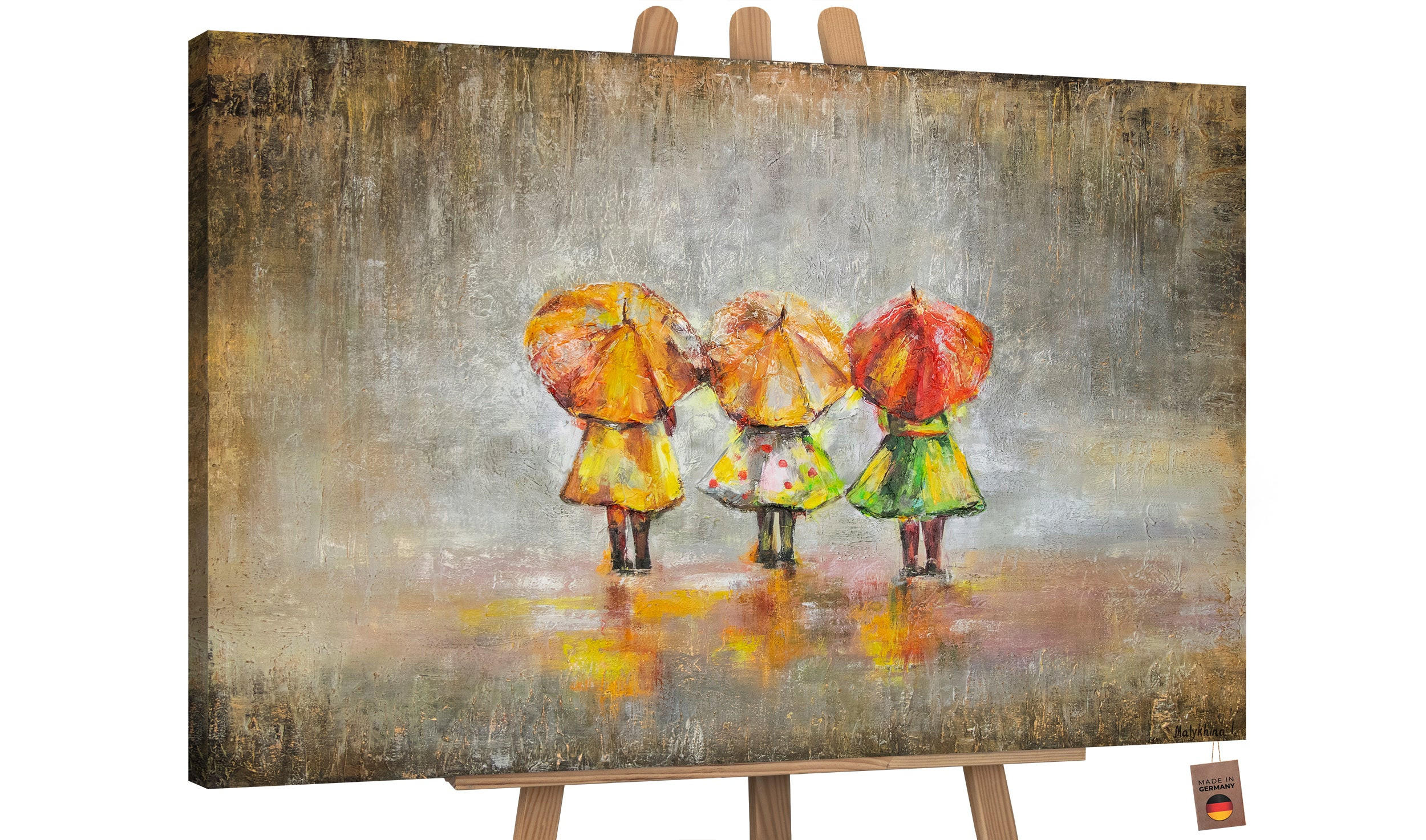 GEMÄLDE Sommerregen auf Keilrahmen 140x100 cm - Orange, Holz (140/100cm) - YS-art gallery