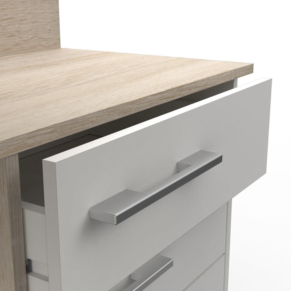 SCHREIBTISCH mit 3 Schubladen, weiß und Holzdekor, L128,5 cm - Thalès - Weiß, Holzwerkstoff (128.5/105.7/83.2cm) - Calicosy