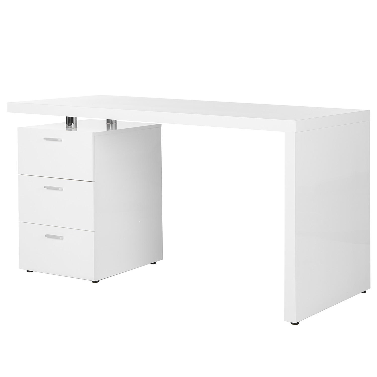 SCHREIBTISCH - Hochglanz Weiß - Weiß Hochglanz, Holzwerkstoff (65/140/76cm) - home24