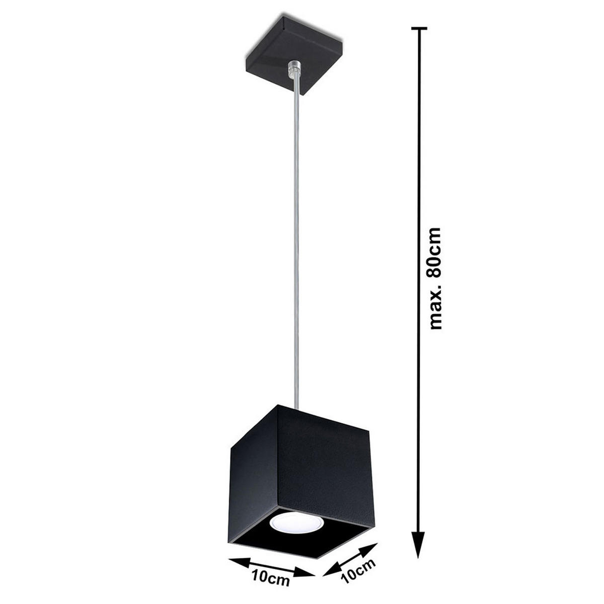 PENDELLEUCHTE Aluminium Schwarz 80 cm - Schwarz, Metall (10/10/80cm)