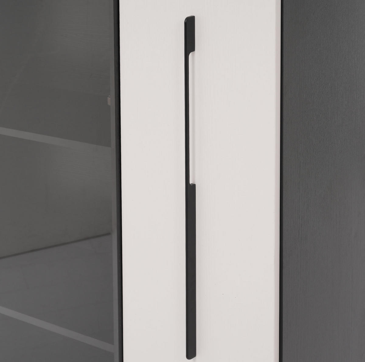 VITRINE 110.5/35/160 cm schwarz/weiß aus MDF mit LED-Beleuchtung - Schwarz, Holzwerkstoff (35/160/110.5cm) - OKMYHOME