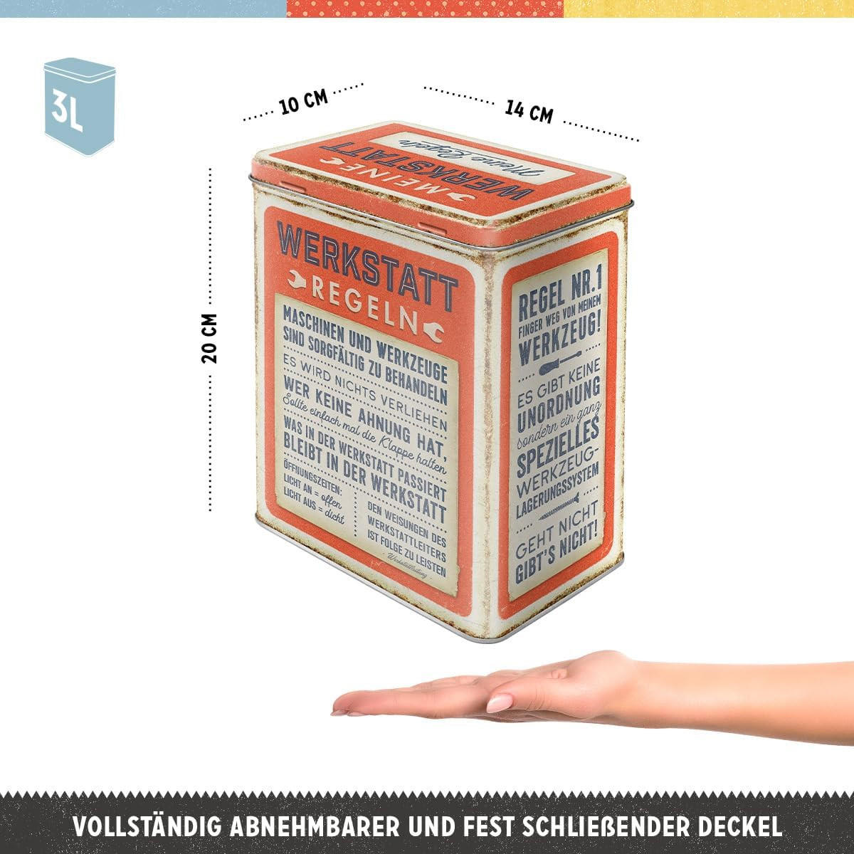 VORRATSDOSE L Werkstattregeln - Multicolor, Metall (1/20cm) - Nostalgic-Art