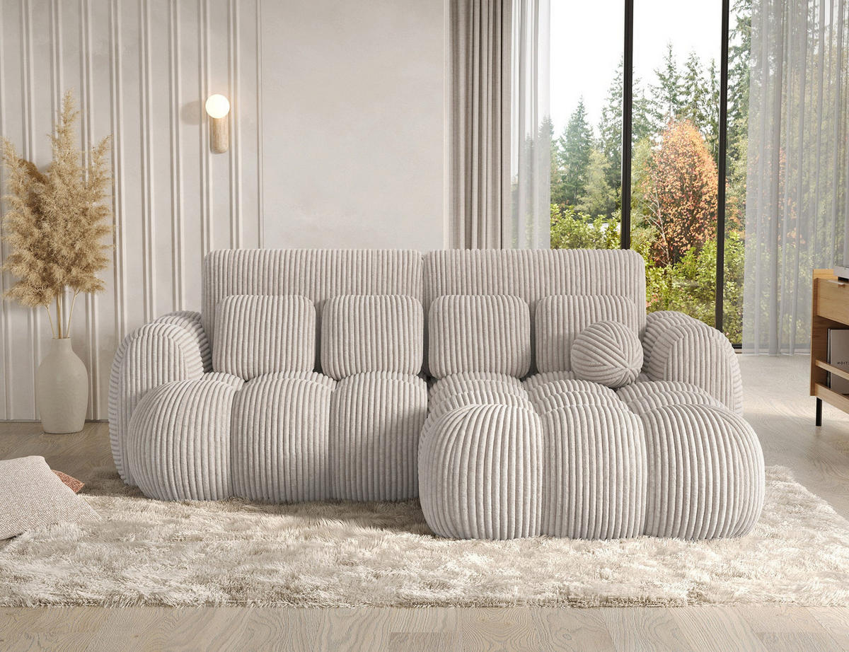 ECKSOFA COVELION L-Form – Schlaffunktion, Bettkasten, Wellenfederung, HR-Kaltschaum, inkl. Kissen, moderner Wohnkomfort - Champagner, Kunststoff (167/260cm) - Wohnideebilder