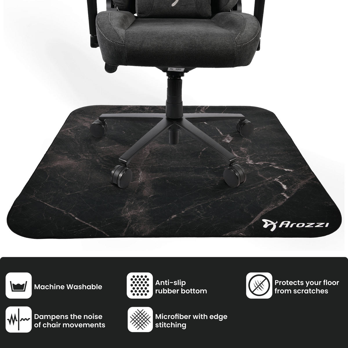 BODENSCHUTZMATTEN Zona Quadrat 116 cm Schwarzer Marmor - Schwarz, Textil (116/116cm) - Arozzi