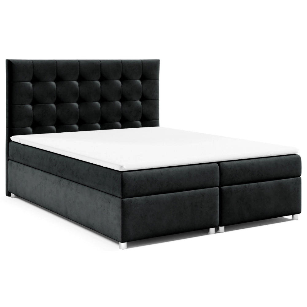 BOXBETT mit Bettkasten Trinity K-12 Bonellfederkern inkl. Topper - Schwarz, Holz/Holzwerkstoff (180/200cm) - Best For Home