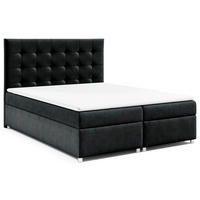 BOXBETT mit Bettkasten Trinity K-12 Bonellfederkern inkl. Topper - Schwarz, Holz/Holzwerkstoff (180/200cm) - Best For Home