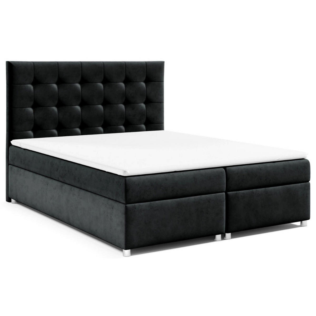 BOXBETT mit Bettkasten Trinity K-12 Bonellfederkern inkl. Topper - Schwarz, Holz/Holzwerkstoff (180/200cm) - Best For Home