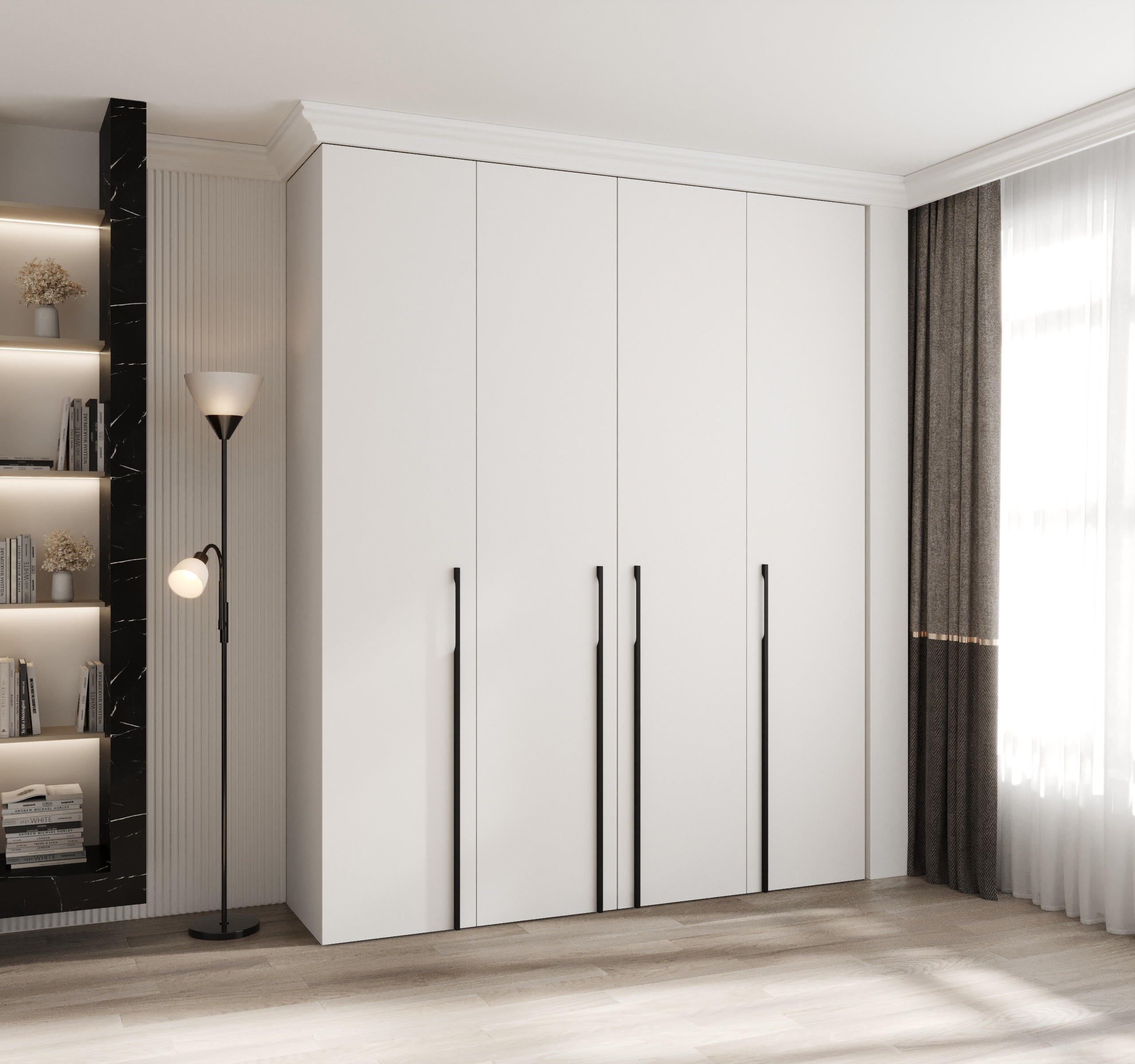 DREHTÜRENSCHRANK 245,5/200/40 4-türig - Schwarz/Weiß, Holz/Metall (200/245.5/40cm) - Abiks Möbel