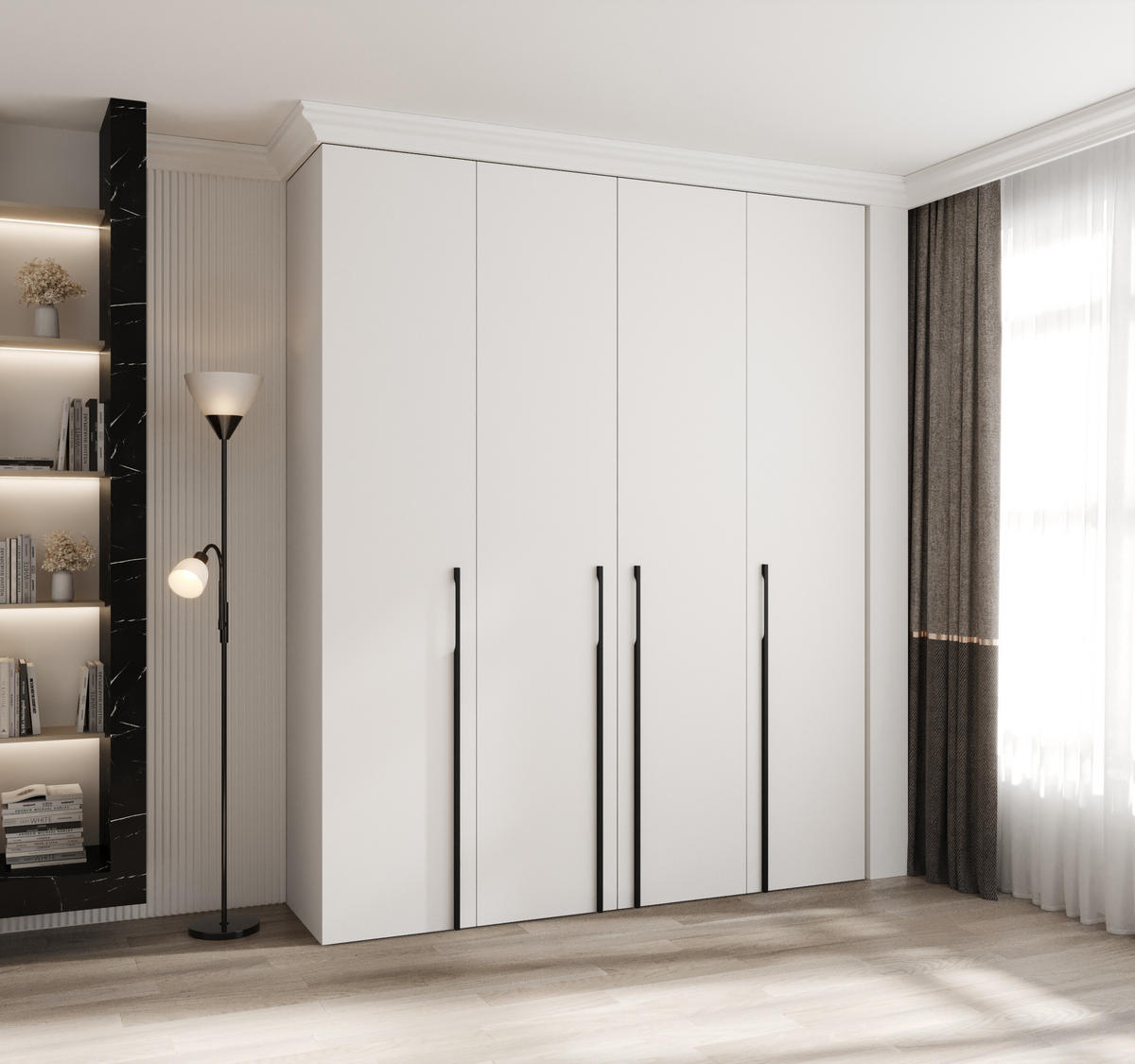 DREHTÜRENSCHRANK 245,5/200/40 4-türig - Schwarz/Weiß, Holz/Metall (200/245.5/40cm) - Abiks Möbel
