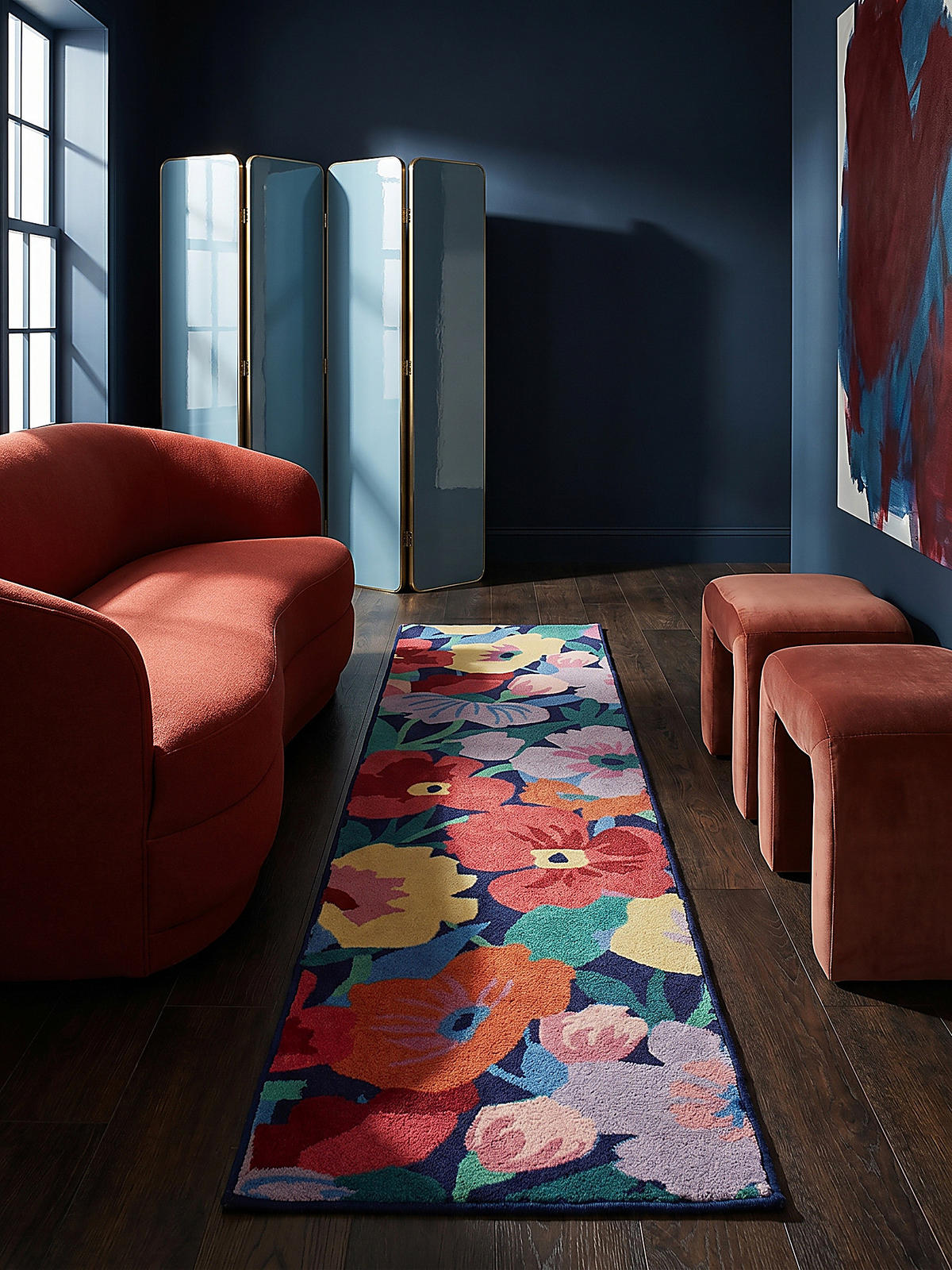 WOLLTEPPICH DAHLIA, floral, Bunt, 80 x 300 cm - Multicolor, Textil (80/300cm) - KADIMA DESIGN