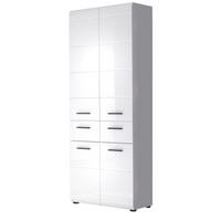 HOCHSCHRANK weiß Hochglanz 60 cm, Badschrank mit viel Stauraum - Weiß Hochglanz/Schwarz, Holzwerkstoff/Kunststoff (60/182/31cm) - Top.Furn