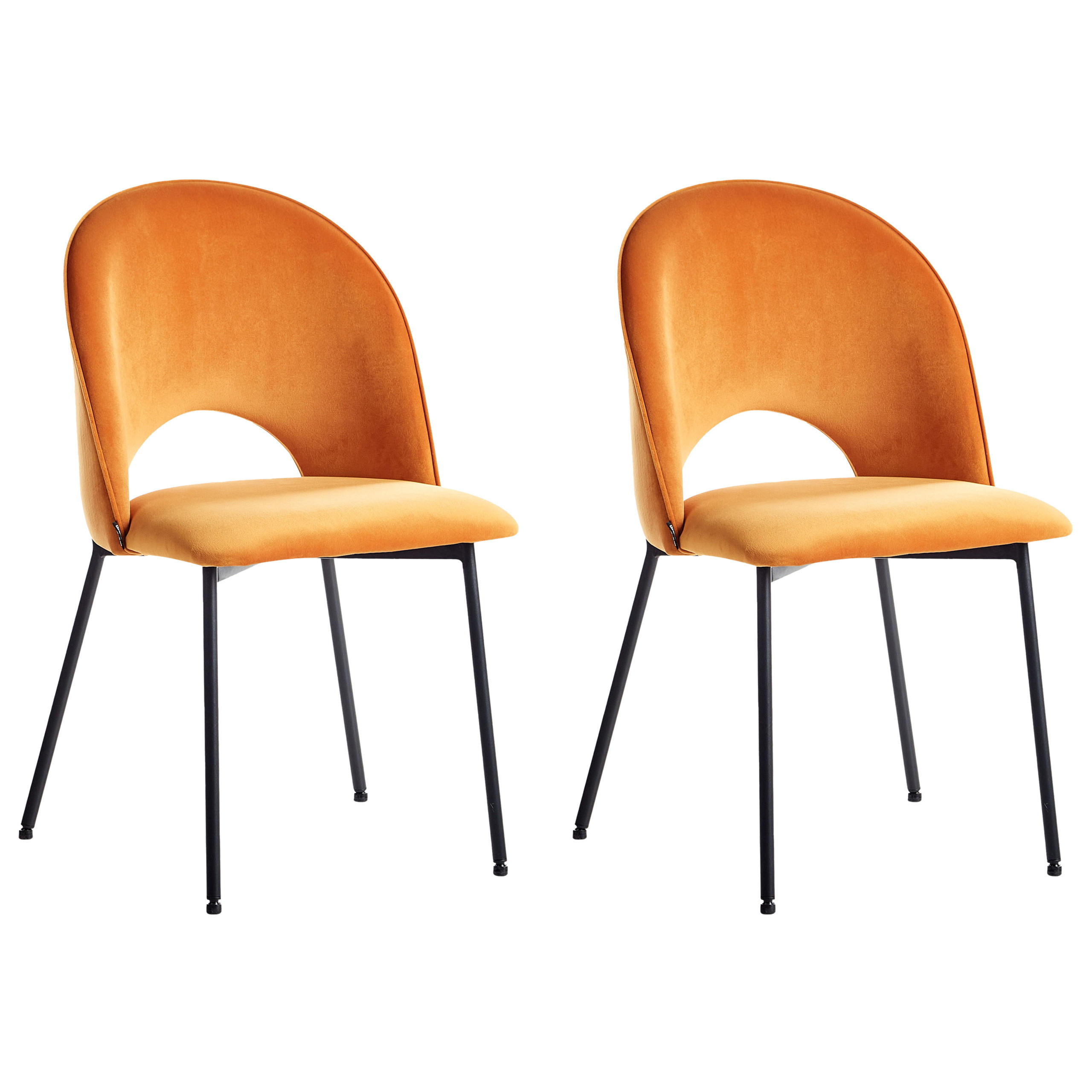 ÉTKEZŐSZÉK 2 darabos Szett Bársony Narancssárga Covelo - narancssárga, textil/fém (48/83/53cm) - Beliani