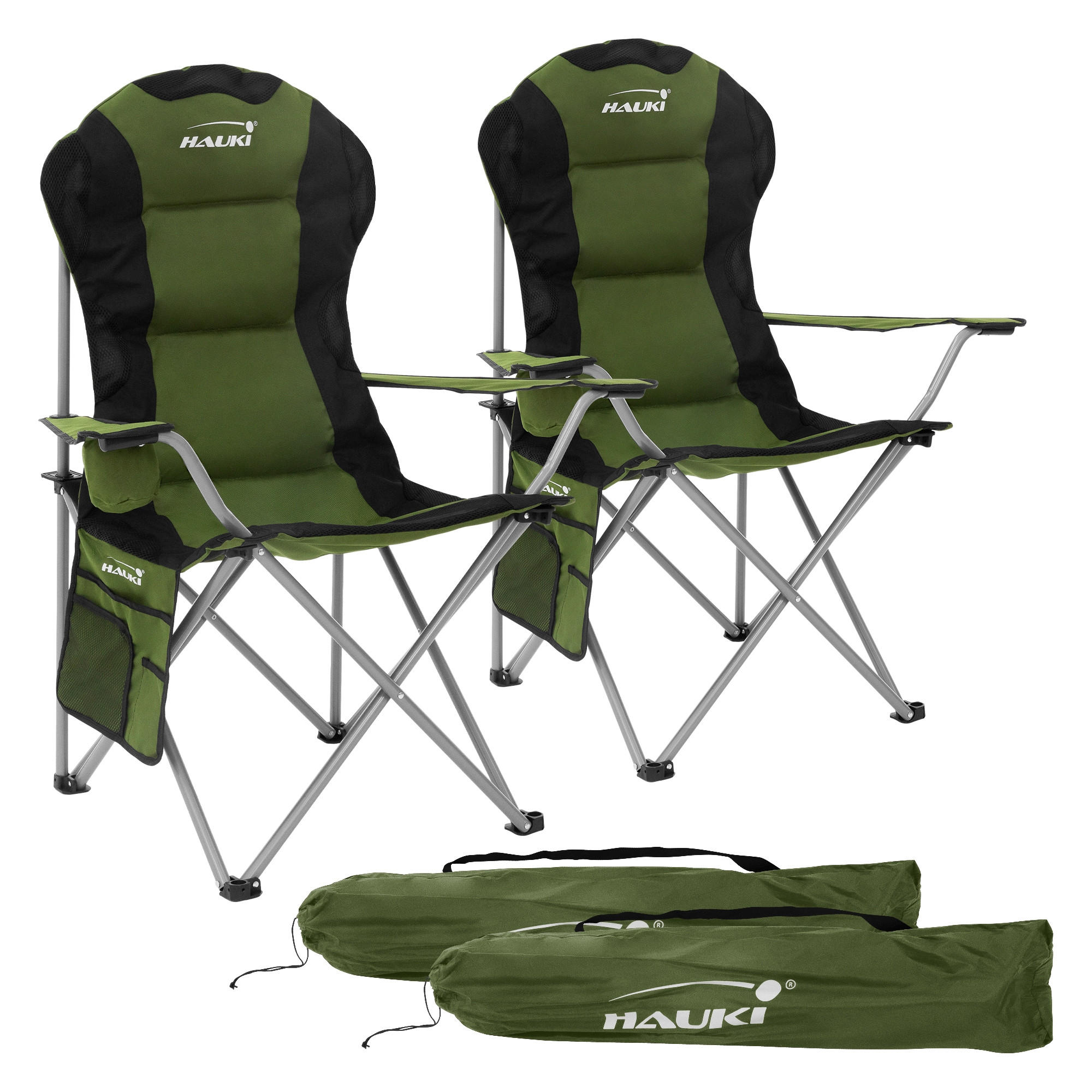 CAMPINGSTUHL 2er Set - Grün, Metall (56/110/95cm) - Hauki