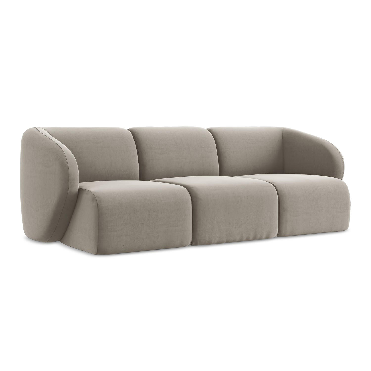 3-SITZER SOFA Samt Stoff Grau - Taupe/Schwarz, Holzwerkstoff/Kunststoff (244/75/94cm) - LaMiaSofa